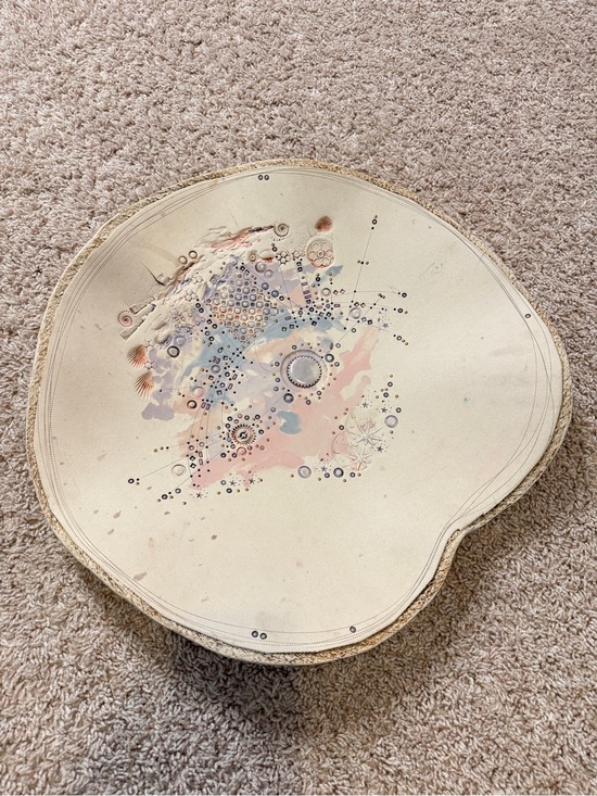 Other - 1980's Vintage Japanese Artistic Pearl Inlay Decorative Pottery Plate/Tray 17”